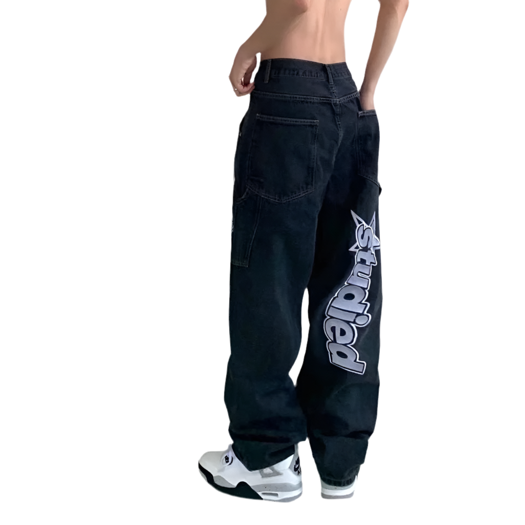 Men Straight-leg Pants Y2K Jeans