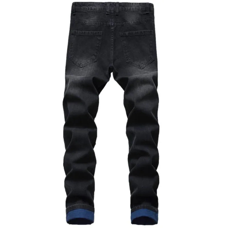 Men's Ripped Black Blue Pants Male Jeans