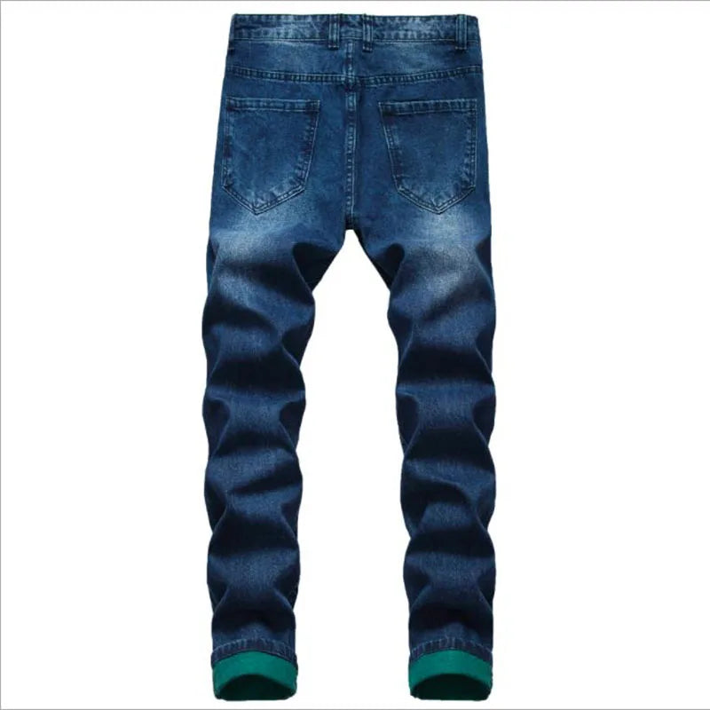 Men's Ripped Black Blue Pants Male Jeans