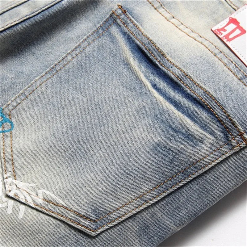 EH·MD® Graffiti Embroidered Jeans Men's