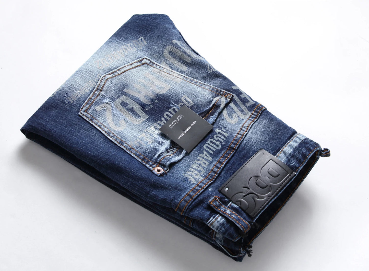 Light Luxury Men’s Slim-fit Stretch Blue Denim Pants,