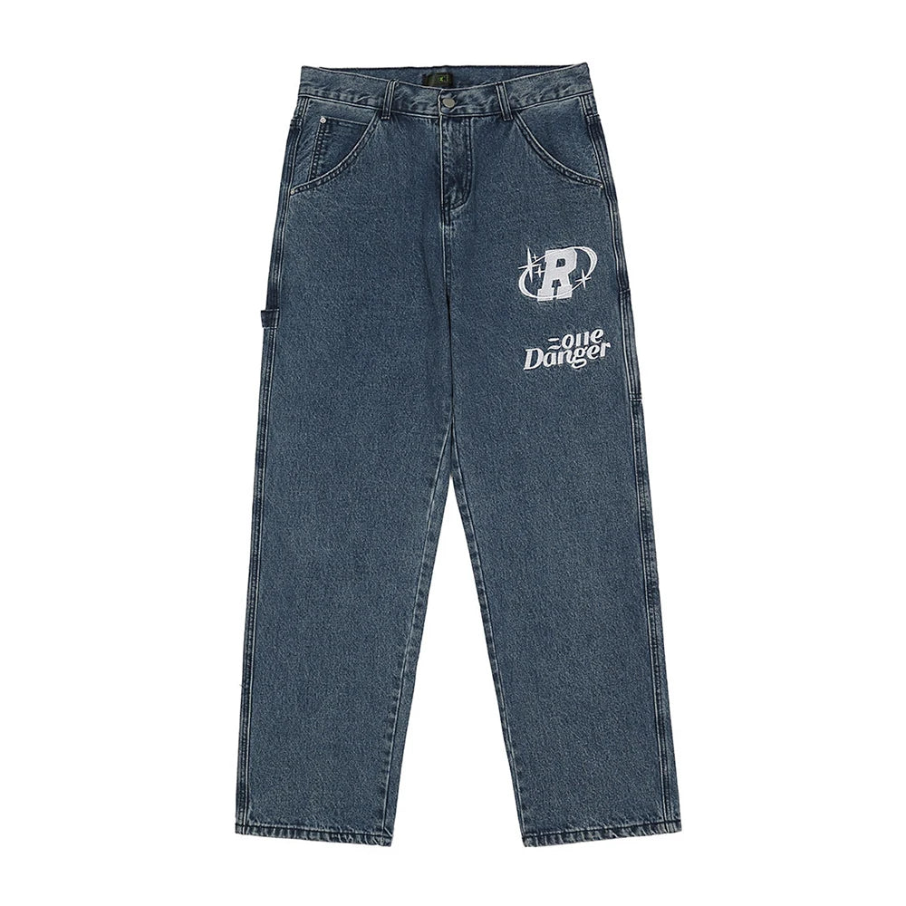 Men Straight-leg Pants Y2K Jeans