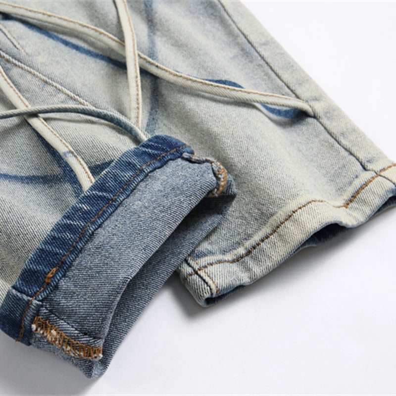 Men's Jeans Multi-String Retro Blue